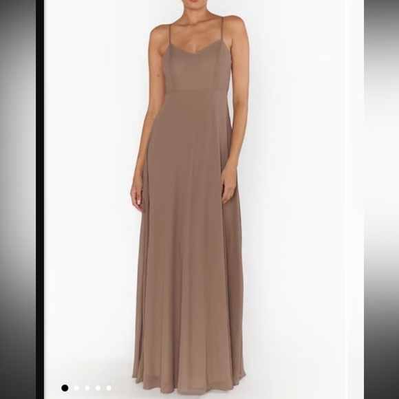SHOW ME YOUR MUMU Faith Maxi Dress Dune Chiffon XL Tan Bridesmaid Formal Gown - Picture 5 of 9